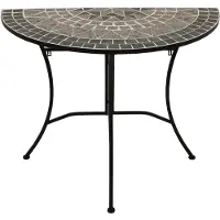 FRG Wandtisch Balkontisch 90x45cm halbrund Eisen + Tischplatte Mosaik grau