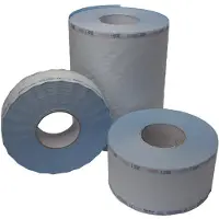 Nitras Sterilisationsfolie mit Dampf- und EO-Gasindikator, Polypropylen / Papier, blau, für FO-Sterilisation geeignet, Rolle mit 75 mm Breite und 200 m Länge | Packung (1 Stück)