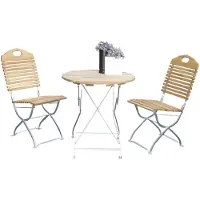 FRG Gartengarnitur 9026F Sitzgruppe Tisch Stuhl 3-teilig, Flachstahl verzinkt + Robinie, klappbar