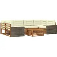 vidaXL Outdoor-Sofagarnitur 7 Stk. Natur und Creme Polyester