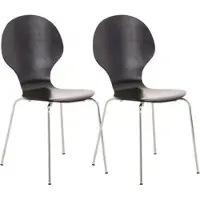 TPFLiving 2er Set Besucherstuhl Daggy mit Holzsitz und Metallgestell Farbe: Schwarz