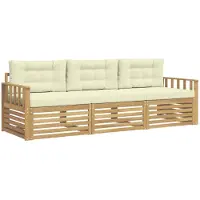 vidaXL Outdoor-Sofagarnitur 3 Stk. Weiß und Creme Polyester