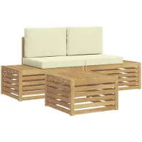 vidaXL Outdoor-Sofagarnitur mit Kissen Weiß 59 x 59 x 37 cm Polyester
