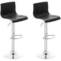 DELUKE 2er Set Barhocker PESAN - Kunststoff Schwarz 39x36x84 cm Silber | Barstuhl Höhenverstellbar Mit Lehne Drehbar Tresenhocker Tresenstuhl Kneipenhocker