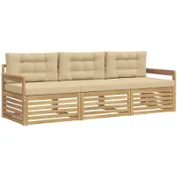 vidaXL Outdoor-Sofagarnitur 3 Stk. Weiß und Beige Polyester