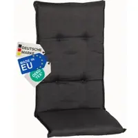 NYVI Gartenstuhl Auflage Hochlehner Barcelona - UV-Beständig, Atmungsaktiv, Strapazierfähig - Hochlehnerauflage Sitzkissen Outdoor - Sitzauflagen für Gartenstühle 118x50cm Dunkelgrau