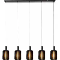 Lucide 5-Licht Pendellampe Lambres Straight Black