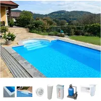 Kwad Styropor Pool All Inklusiv mit Römertreppe Styropor Pool Set All Inklusiv mit Römertreppe 8 x 4 x 1,5 m blau