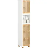 SoBuy BZR127-W Hochschrank Badezimmer Schrank Badschrank schmal Badregal Badezimmerschrank Badezimmermöbel