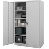 Jan Nowak Aktenschrank abschließbar JAN 5 Ebenen verstellbar Flügeltüren Metallschrank Werkstatt Büroschrank aus Stahl Werkzeugschrank 185x115x60cm Grau