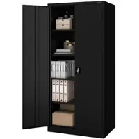 DELUKE Jan Nowak Aktenschrank abschließbar JAN 5 Ebenen verstellbar Flügeltüren Metallschrank Werkstatt Büroschrank aus Stahl Werkzeugschrank 195x90x60cm Schwarz