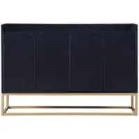 PXloue Buffetschrank Griffloser Sideboard in Schwarzmit 4-Türiger für Küche 120x30x80cm