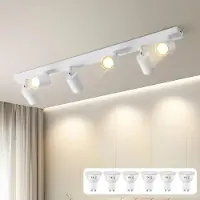 ZMH LED Deckenleuchte Weiß 6 Flammig Deckenlampe Deckenstrahler Modern GU10 Metall Deckenspots Schwenkbar 350° für Wohnzimmer Schlafzimmer Flur Mit Lichtquelle 5000k