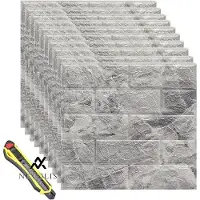 OEM Küchenwand-Set aus 10 3D-Stein-Wandpaneelen - Selbstklebend - Grau - 35 x 38,5 cm - Wasserfest - Küchen- und Schlafzimmer-Ausstattung