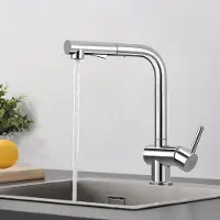 OEM Rohr mit 360-Grad-Drehmischer, Selbstdrehender Küchenwasserhahn, Chromoptik, Doppelwasserstrahl, Wandmontiertes Wasser Hansystem, X207C.