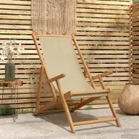 vidaXL Möbel Liegestuhl Beige Massivholz TeakGartenstühle - Gartenstühle c7173
