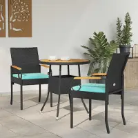 vidaXL Möbel Gartenstühle 2 pcs Schwarz und Türkis Poly-Rattan und AkazieGartenstühle - Gartenstühle c6750