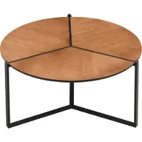 Wohnling Couchtisch 80cm MDF Holzoptik Runder Wohnzimmertisch Metall Design Sofatisch Moderner Loungetisch Dreibein Beistelltisch Wohnzimmer