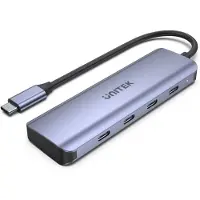 UNITEK uHUB Q4, USB 3.2 Gen 1 (3.1 Gen 1) Type-C, USB 3.2 Gen 1 (3.1 Gen 1) Type-C, 5000 Mbit/s, Grau, Aluminium, 110 mm
