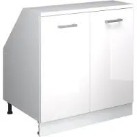 Vicco Dachschrägenschrank Rion Weiß Hochglanz 80 x 81.6 cm mit 2 Türen, Schrankkorpus 60 cm Tiefe, Model 60200