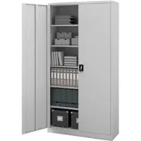 DELUKE Jan Nowak Aktenschrank abschließbar JAN 6 Ebenen verstellbar Flügeltüren Metallschrank Werkstatt Büroschrank aus Stahl Werkzeugschrank 220x115x40cm Grau