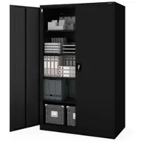 DELUKE Jan Nowak Aktenschrank abschließbar JAN 5 Ebenen verstellbar Flügeltüren Metallschrank Werkstatt Büroschrank aus Stahl Werkzeugschrank 185x115x60cm Schwarz