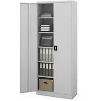 DELUKE JAN NOWAK Aktenschrank Abschließbar JAN 6 Ebenen Metallschrank Werkstatt Büroschrank Werkzeugschrank 220x90x40cm Grau