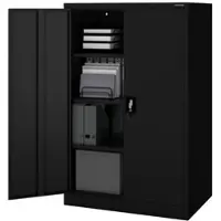 DELUKE Aktenschrank abschließbar KADO 4 Ebenen verstellbar Flügeltüren Metallschrank Werkstatt Büroschrank aus Stahl Werkzeugschrank 140x90x60cm Schwarz