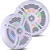 Pyle Outdoor Lautsprecher, wasserdicht, 250 Watt, 2-Wege, mit LED-Lichtern, weiß