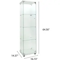 PXloue LED Vitrinenschrank-4 Lagen Glasvitrine mit 1 Glastür in Weiß-45x36x164cm
