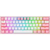 Redragon K616 Fizz Pro white/pink, Verkabelt & Kabellos, USB + RF Wireless + Bluetooth, Mechanischer Switch, Pink, Weiß