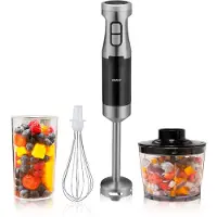 Alpina Stabmixer Set HB6700F-N - Stabmixer mit Zerkleinerer - Handmixer elektrisch - Schneebesen - Quirl - 1000W - Inkl. 700ML Messbecher - Mixer 4-in-1 - BPA-frei - Edelstahl