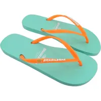 Brasileras Damen Zehensandalen mit rutschfester Sohle bequem schuhe strand/schwimmbad/stadt grünes wasser/orange 40/41 EU - UBCLACCBWNN