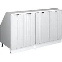 Vicco Dachschrägenschrank-Set Rion, Weiss Riffel, 140 cm 2er Set Schrankkorpuss 60 cm Tiefe