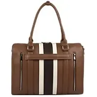 Socha Laptoptasche für Frauen 17,3 Zoll herausnehmbares Laptopfach BB Choco Stripe Braun