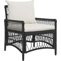 vidaXL Gartenstuhl mit Kissen Schwarz 73 x 61 x 77 cm Poly-Rattan