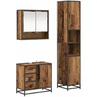 vidaXL Badezimmermöbel-Set 3 stk. Altholz 35 x 37,5 x 188,5 cm