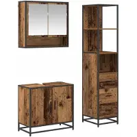 vidaXL Badezimmermöbel-Set 3 stk. Altholz 35 x 37,5 x 166 cm