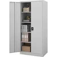 DELUKE Jan Nowak Aktenschrank abschließbar JAN 5 Ebenen verstellbar Flügeltüren Metallschrank Werkstatt Büroschrank aus Stahl Werkzeugschrank 195x90x60cm Grau