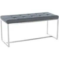 DELUKE Sitzbank PUEBLA Kunstleder Grau 100x40x48cm Sitzbank Flur Sitzhocker Esszimmerbank Polsterbank Schlafzimmer
