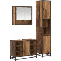 vidaXL Badezimmermöbel-Set mit Regal 3 pcs Altholz Holzwerkstoff