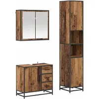 vidaXL Badezimmermöbel-Set 3 stk. Altholz 65 x 33 x 60 cm