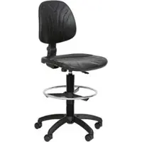 Topsit Arbeitsstuhl Industry, IND106, schwarz, mit Rollen und Fußring, PU-Schaum, bis 120 kg