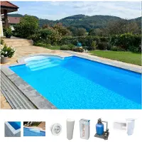 Kwad Styropor Pool All Inklusiv mit Römertreppe Styropor Pool Set All Inklusiv mit Römertreppe 6 x 3 x 1,5 m blau