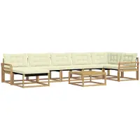 vidaXL Outdoor-Sofagarnitur 8 stk. Weiß und Creme Massivholz Akazie