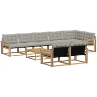 vidaXL Outdoor-Sofagarnitur 9 Stk. Weiß und Hellgrau
