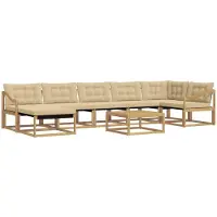 vidaXL Outdoor-Sofagarnitur 8 stk. Weiß und Beige Massivholz Akazie