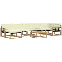 vidaXL Outdoor-Sofagarnitur 8 stk. Weiß und Creme Massivholz Akazie