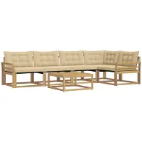 vidaXL Outdoor-Sofagarnitur 6 pcs Weiß und Beige 79 x 79 x 37 cm