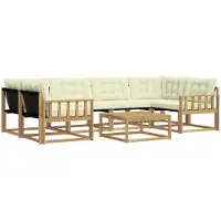 vidaXL Outdoor-Sofagarnitur 7 stk. Weiß und Creme
